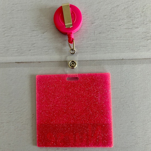 Glitter Badge Buddy | Nurse Card Holder | RN ID Tag Backer and Retractable Reel - Picture 11 of 12